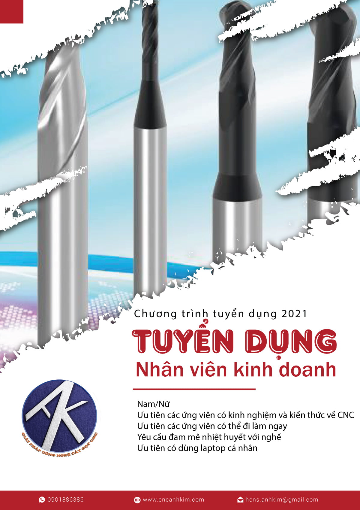 Tuyển dụng nhân viên kinh doanh – CNC Ánh Kim