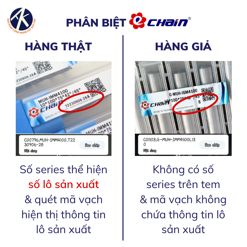 phân biệt hàng Echain thật giả qua series sản xuất