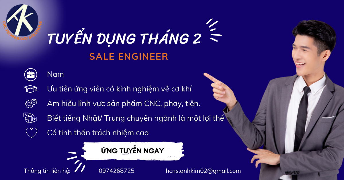 Tuyển nhân viên sale engineer Quý I – Năm 2023 – Làm việc tại quận 12