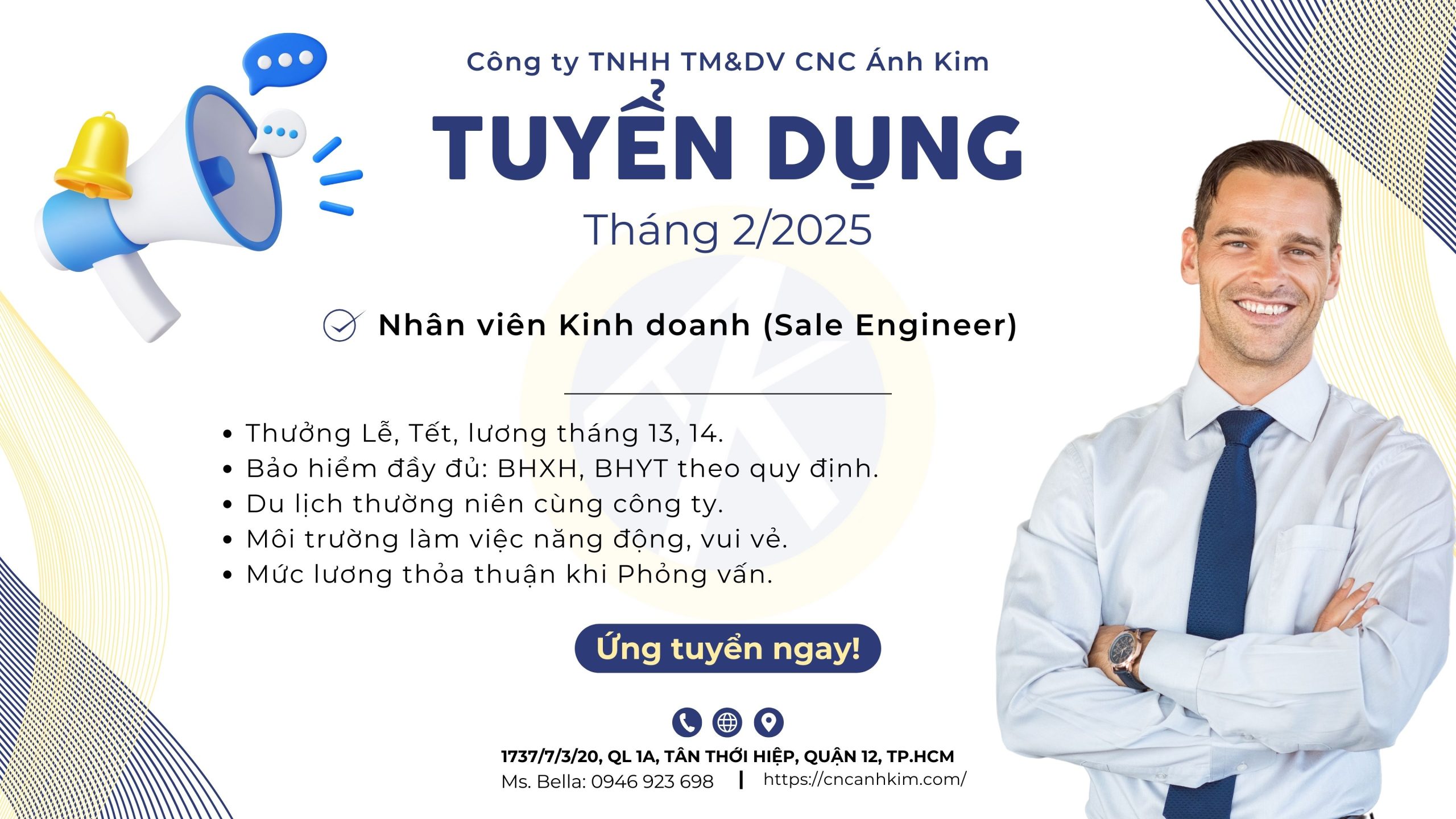 Tuyển dụng Nhân viên Kinh doanh (Sale Engineer) – CNC Ánh Kim Tháng 2/2025