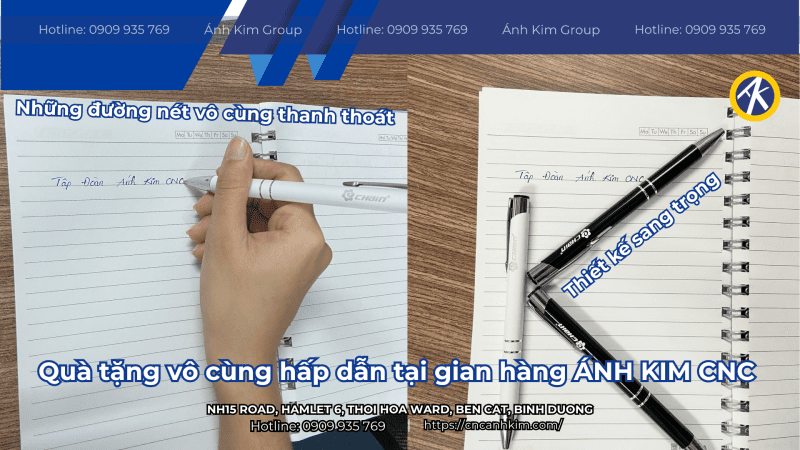 Quà tặng bút bi tại gian hàng Ánh Kim CNC