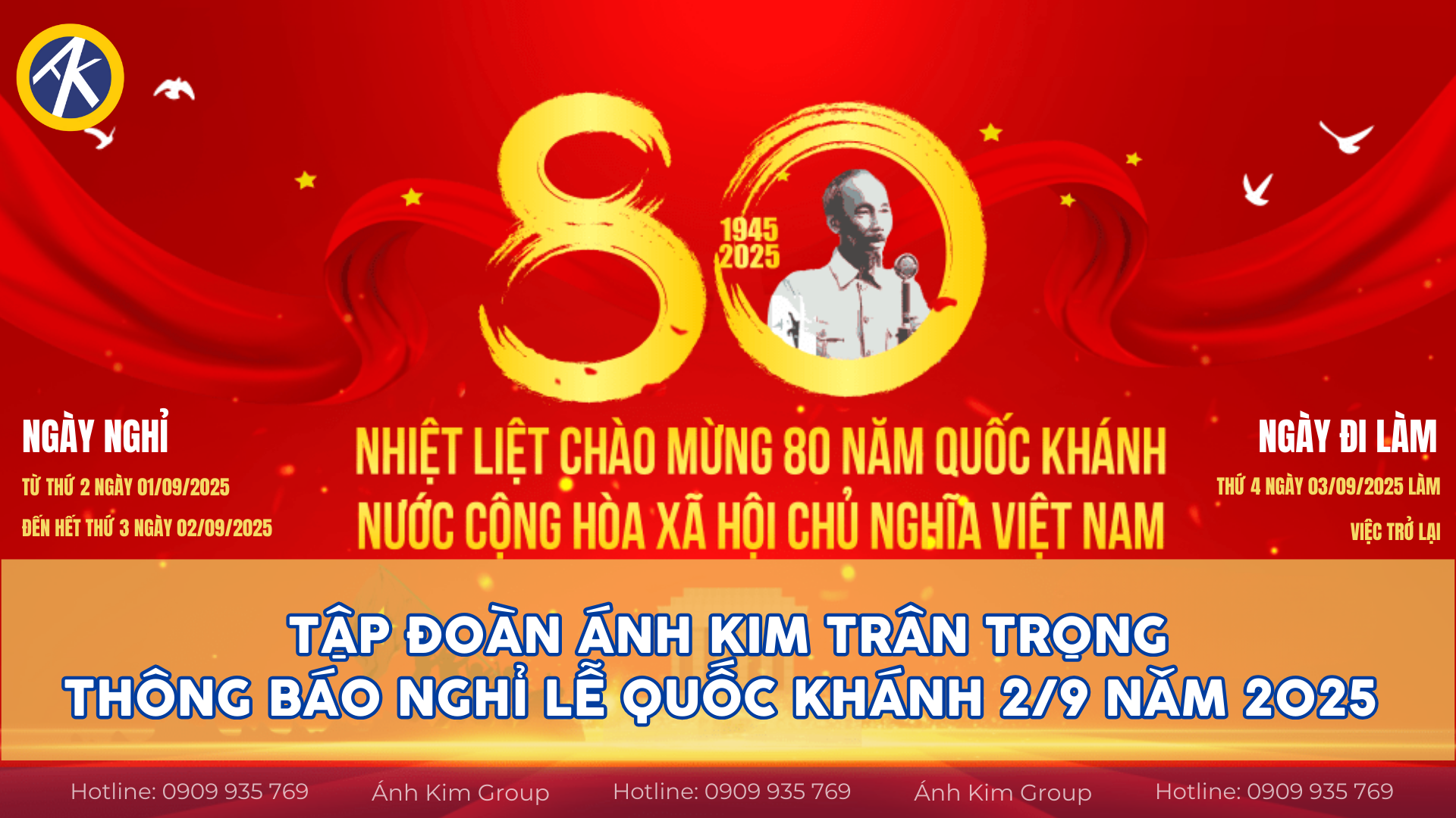 Thông Báo Lịch Nghỉ Lễ Quốc Khánh 2/9 Tại Tập Đoàn Ánh Kim