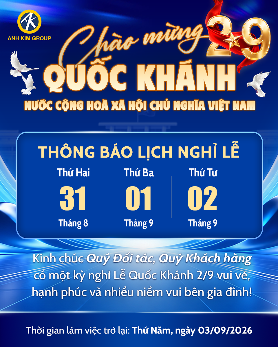 Thông báo lịch nghỉ lễ Quốc Khánh 02/09/2026